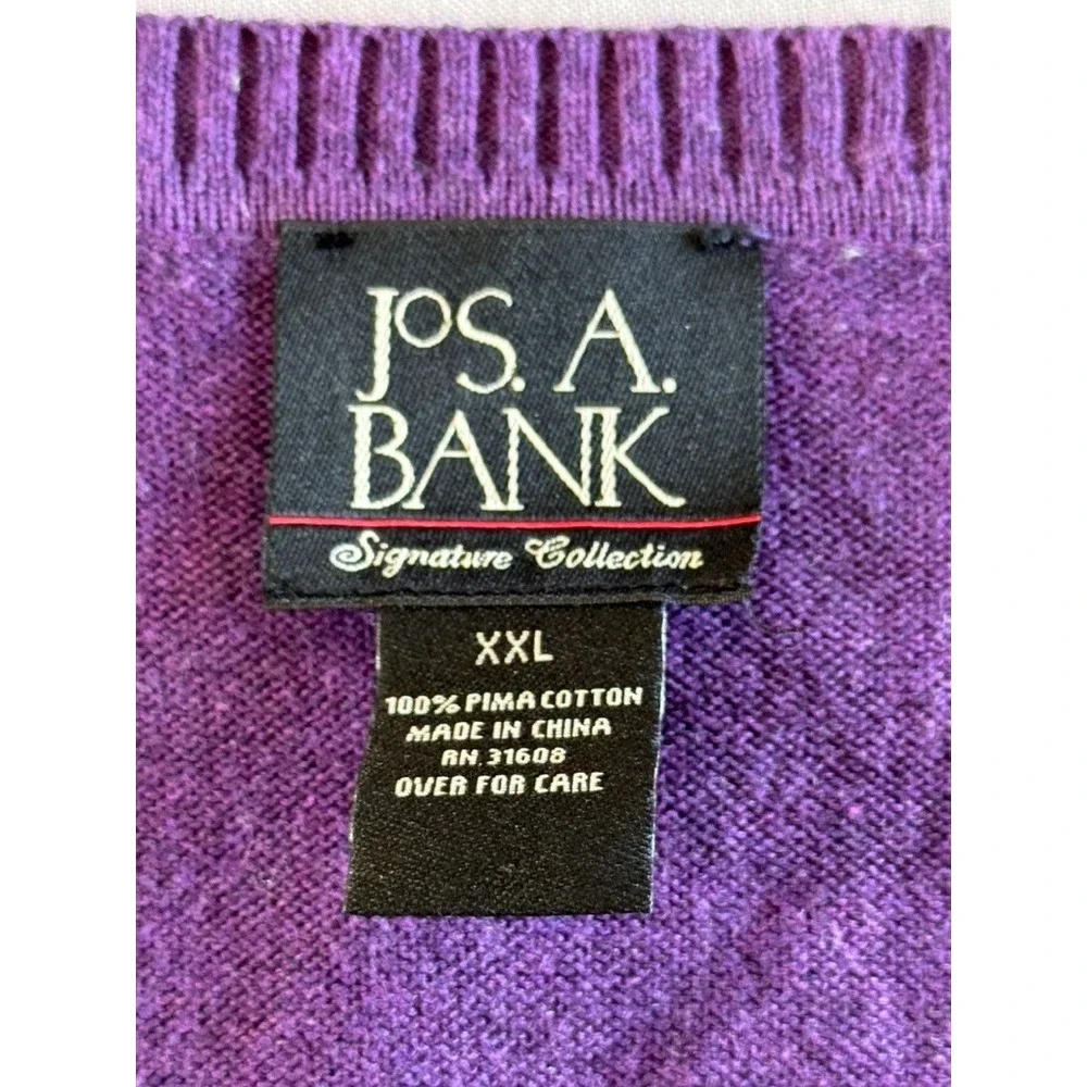 Jos A Bank Sweater‎ XXL Signature Collection Purple Pima Cotton V-Neck Mens